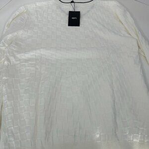Giruns White long-sleeve shirt featuring a checkerboard grid pattern